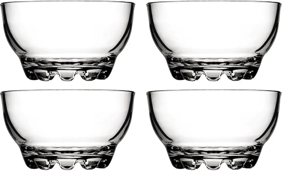 BOHEM'S Clear Glass Bowls Set for Kitchen, Small Serving Bowls for Dessert, Snack, Cereal, Fruit, Nuts, Ice Cream, Dipping Prep Bowls, 9.5 oz, Set of 4 (Clear)