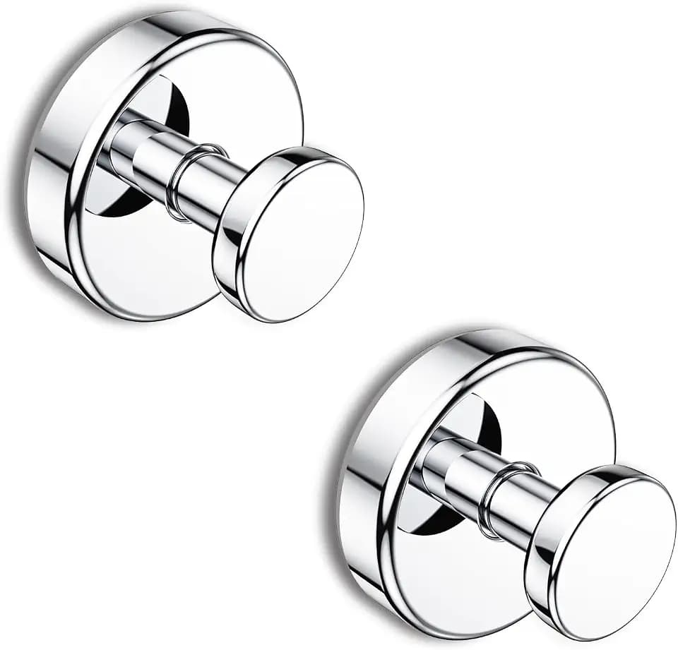 Bntuk Suction Cup Hooks for Shower, Removable Towel Hooks for Bathroom Window Glass Door Wall, Bath Robe Looafh Hook for Hanging - 2 Pack, Chrome