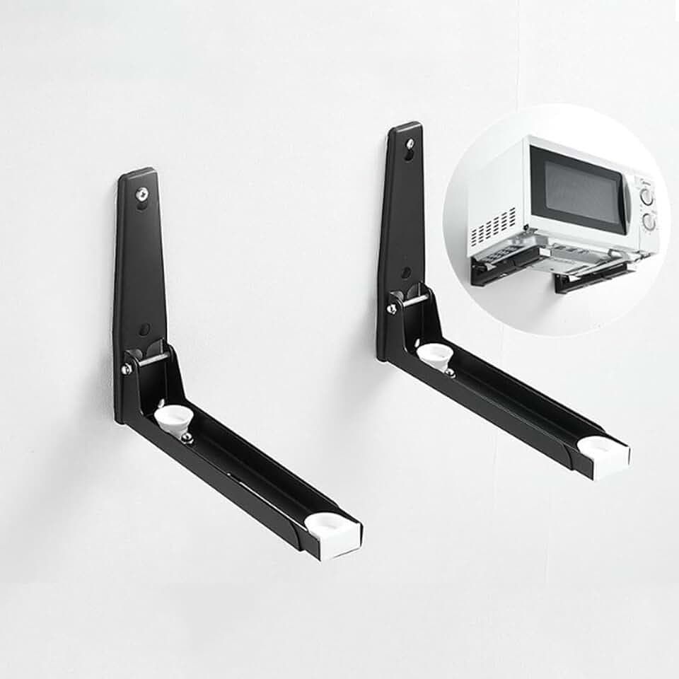 2 Pack Foldable 304 Stainless Steel Microwave Wall Shelf 8x8.5in