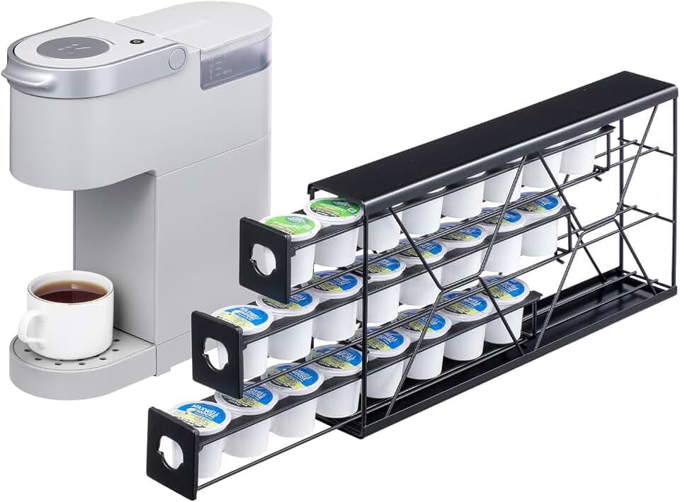 FlagShip K Cup Holder Drawer 3 Tier Coffee Pod Holder for K Pod Save Space Countertop Kitchen (24 Pods Capacity)