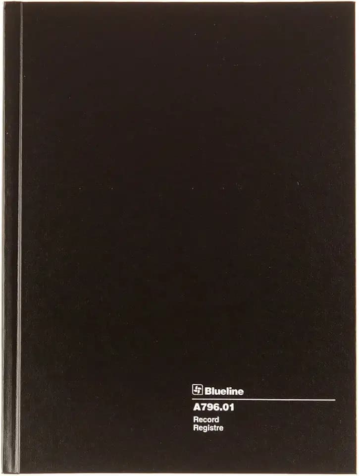 Blueline Record Book, Black, 10.25 x 7.69 inches, 200 Pages (A796.01)