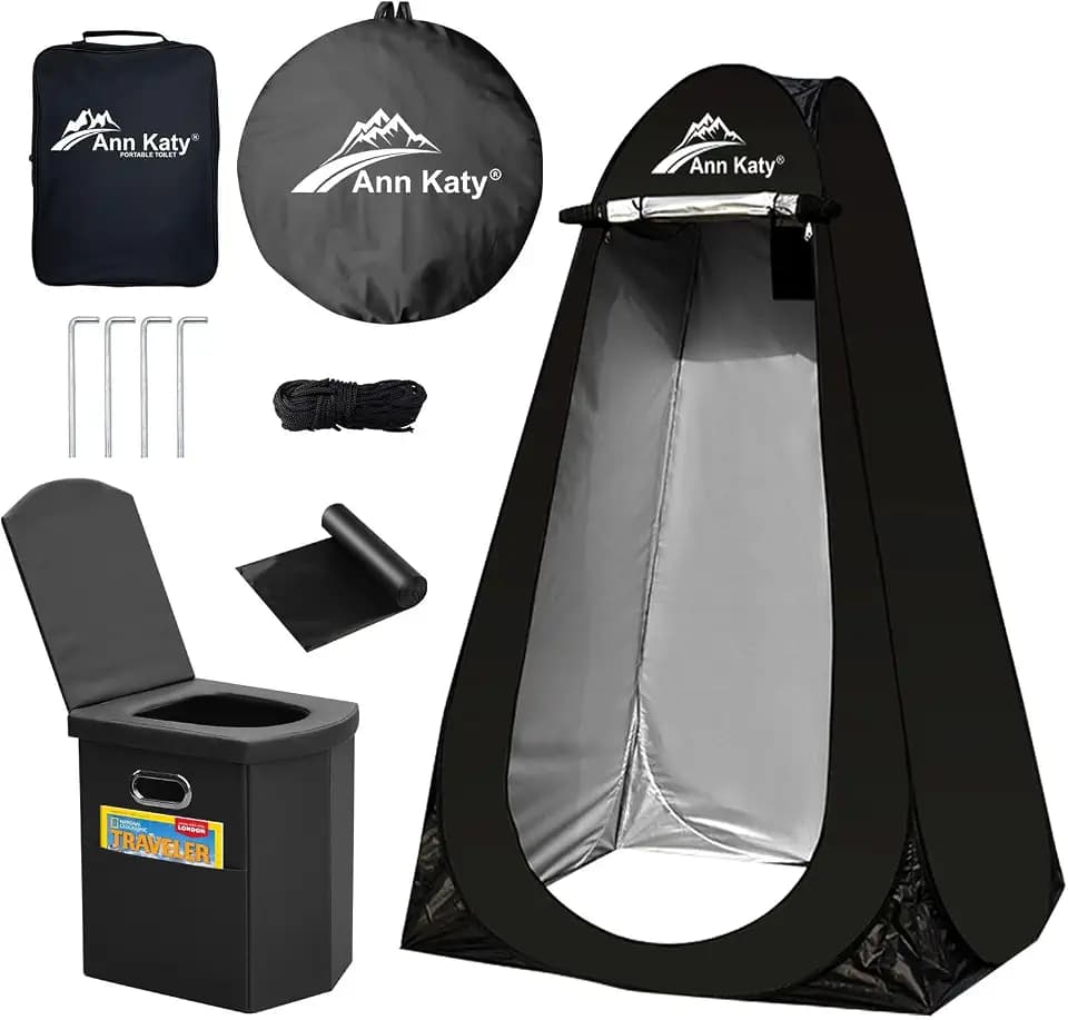 Ann Katy XL Portable Toilet with Pop Up Privacy Tent for Camping Outdoor RV