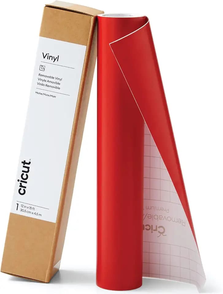 Cricut Premium Removable Vinyl, Cardinal Red (12in × 15ft), No-Residue Easy Removal up to 2 Years, Perfect for Indoor-Outdoor DIY Projects & Removable Decals, Compatible with Cricut Machines