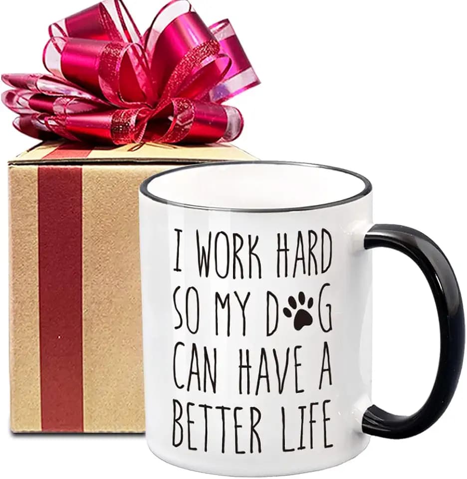 Dog Lovers Christmas Birthday Coffee Mug Gift for Dog Dad Women Coworker Sister, I Work Hard So My Dogs Can Have A Better Life, Dogs Mom Gift for Women, Motivational Office Work Mug Gifts for Boss