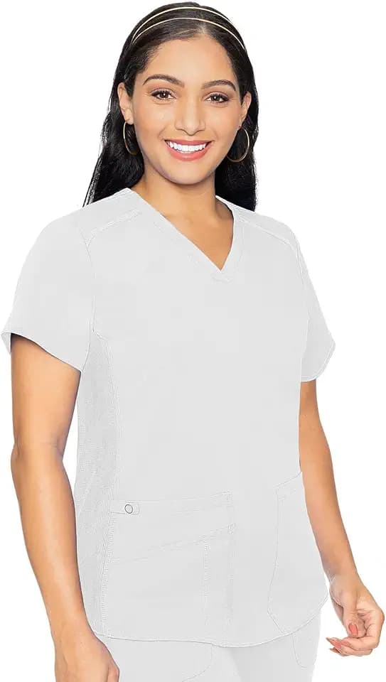 Med Couture Touch V-Neck Scrub Tops Women Classic Fit Nurse Shirt 4 Pockets