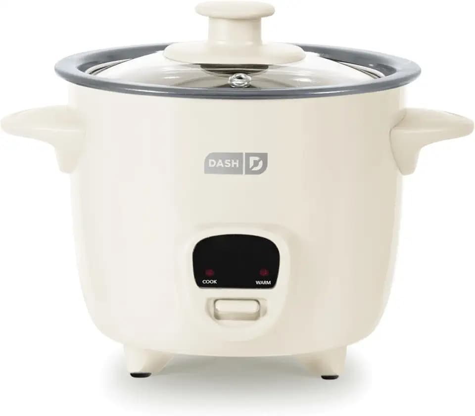 Dash Mini Rice Cooker, 2-Cup Removable Ceramic Nonstick Pot, Cream