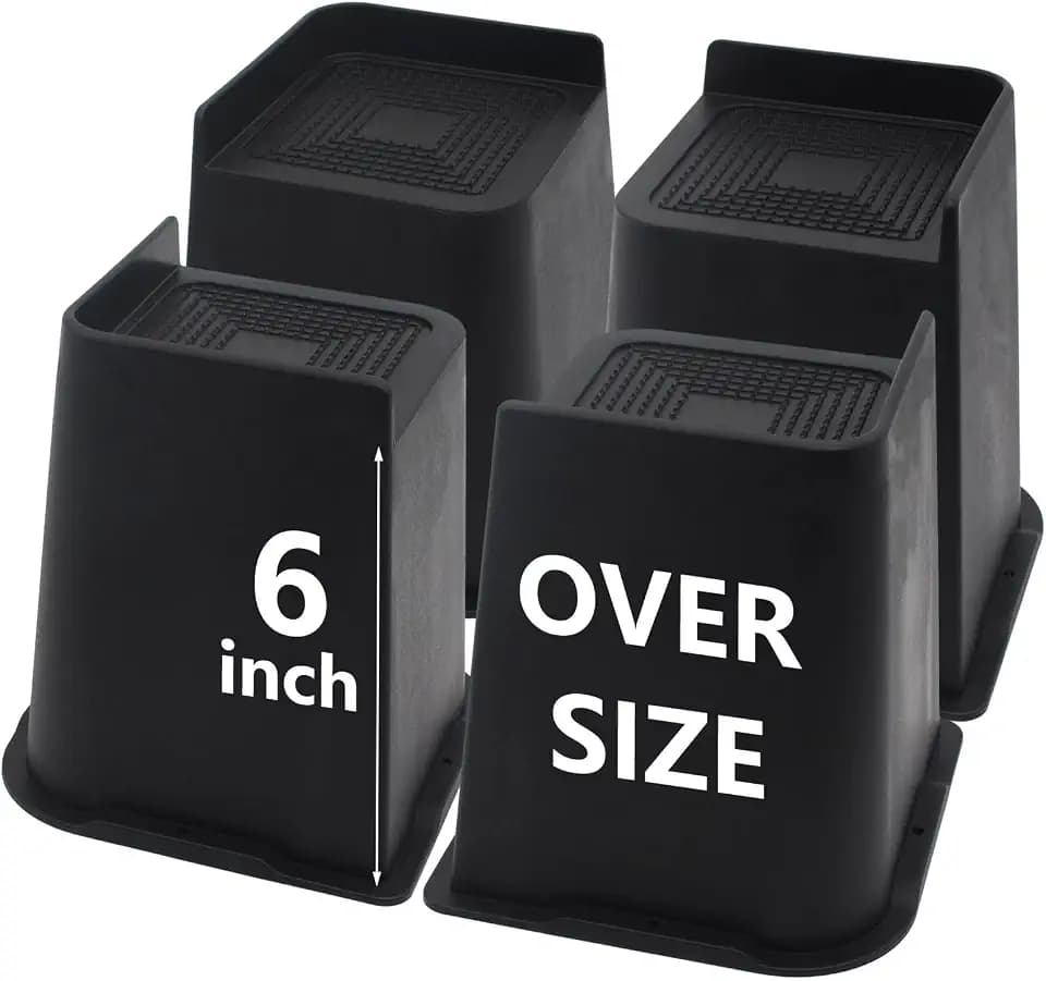 4 Pack Bed Risers 6 inch Heavy Duty, Oversized Furniture Risers