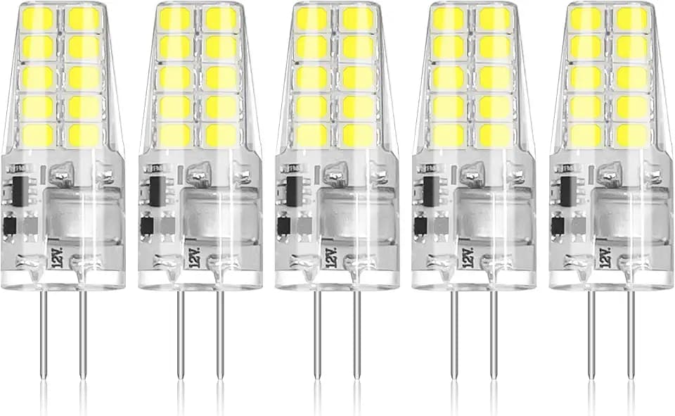 BUBO 5 Pack G4 LED Bulb 2W Equivalent 30W 6000K Daylight 250 Lumens 360°Beam Angle, T3 Halogen Bulb Replacement Landscape Bulbs, AC/DC 12V Led Lights G4 Bi-Pin Base for Outdoor Landscape Lighting