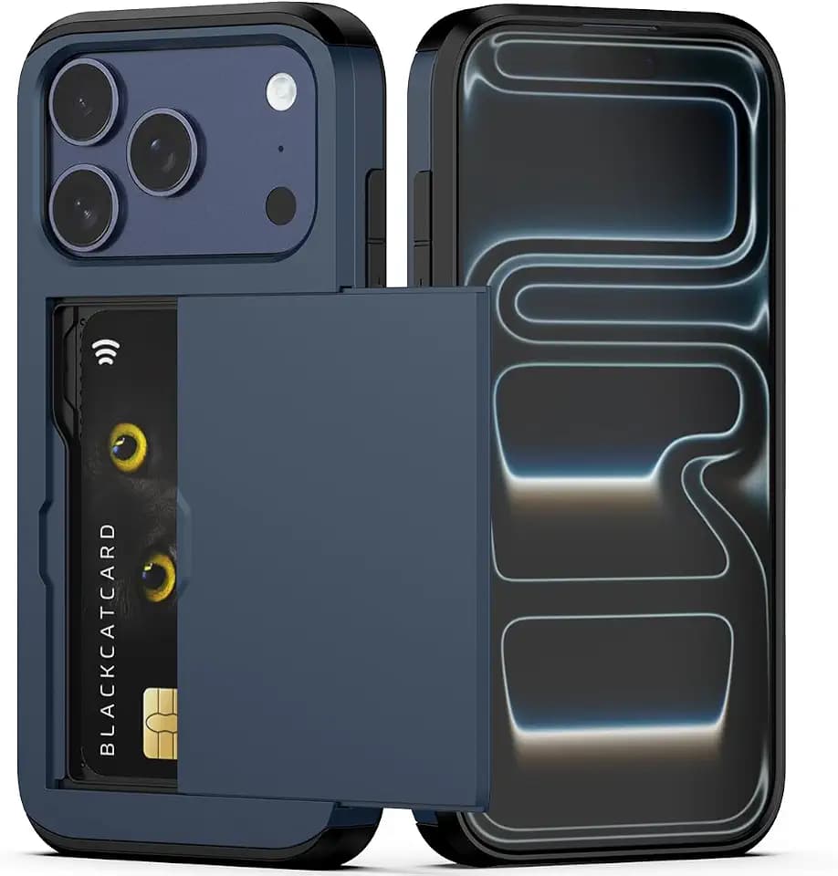 Nvollnoe for iPhone 17 Pro Case with Card Holder Blue