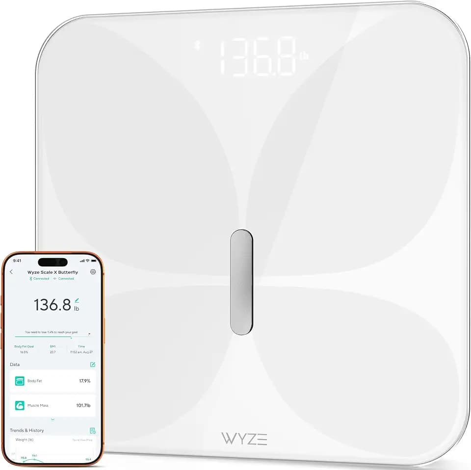 Wyze Smart Bathroom Scale, Bluetooth, 400 lbs, White