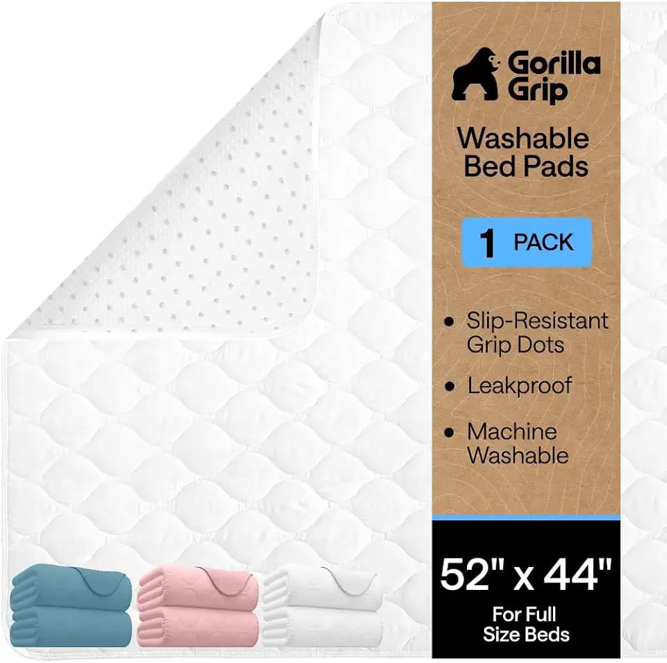 GORILLA GRIP Washable Reusable Underpads, 52x44, White
