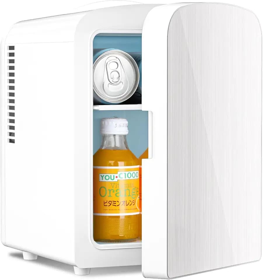 Antarctic Star Compact Refrigerator,Small Cooler for Cosmetics, Beverage and Food,Portable Mini Fridge,Skin Care 4L Capacity/6 Cans, for Bedroom, Car, Office & Dorm,White