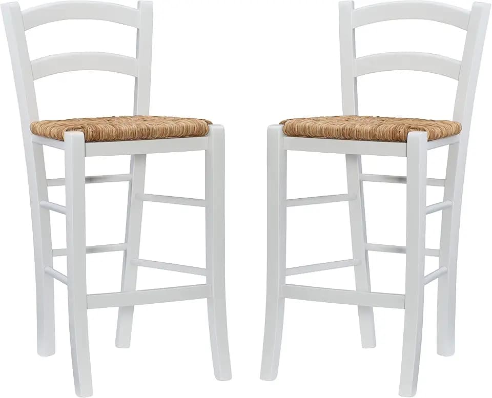 Linon 24" White Set of 2 Brasco Stool, Counter Height