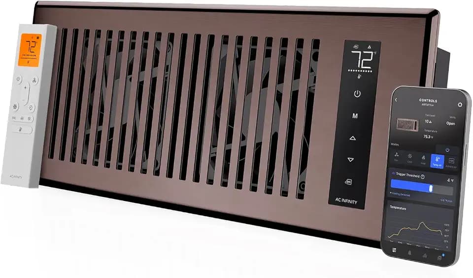 AC Infinity AIRTAP T4, Bronze Register Booster Fan for 4”x12” Openings