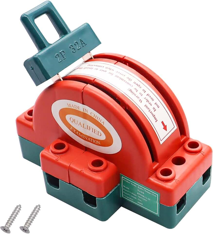 TWTADE Disconnect Knife Switch 32A 220V 2 Pole Double Throw DPDT Power Disconnect Switch HK11-2P-32