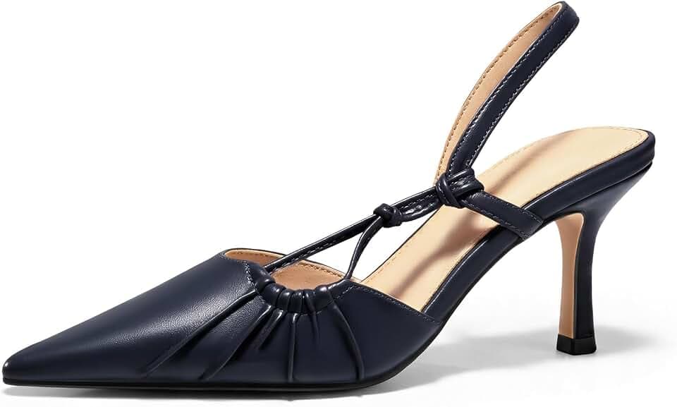 Coutgo Womens Slingback Kitten Heels Closed Pointed Toe Pumps D'Orsay Wedding Party Dress Shoes