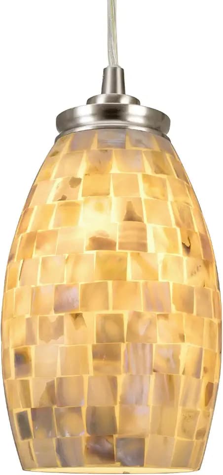 Kira Home Coast 9" Modern Mosaic Sea Shell Mini Pendant Light for Kitchen