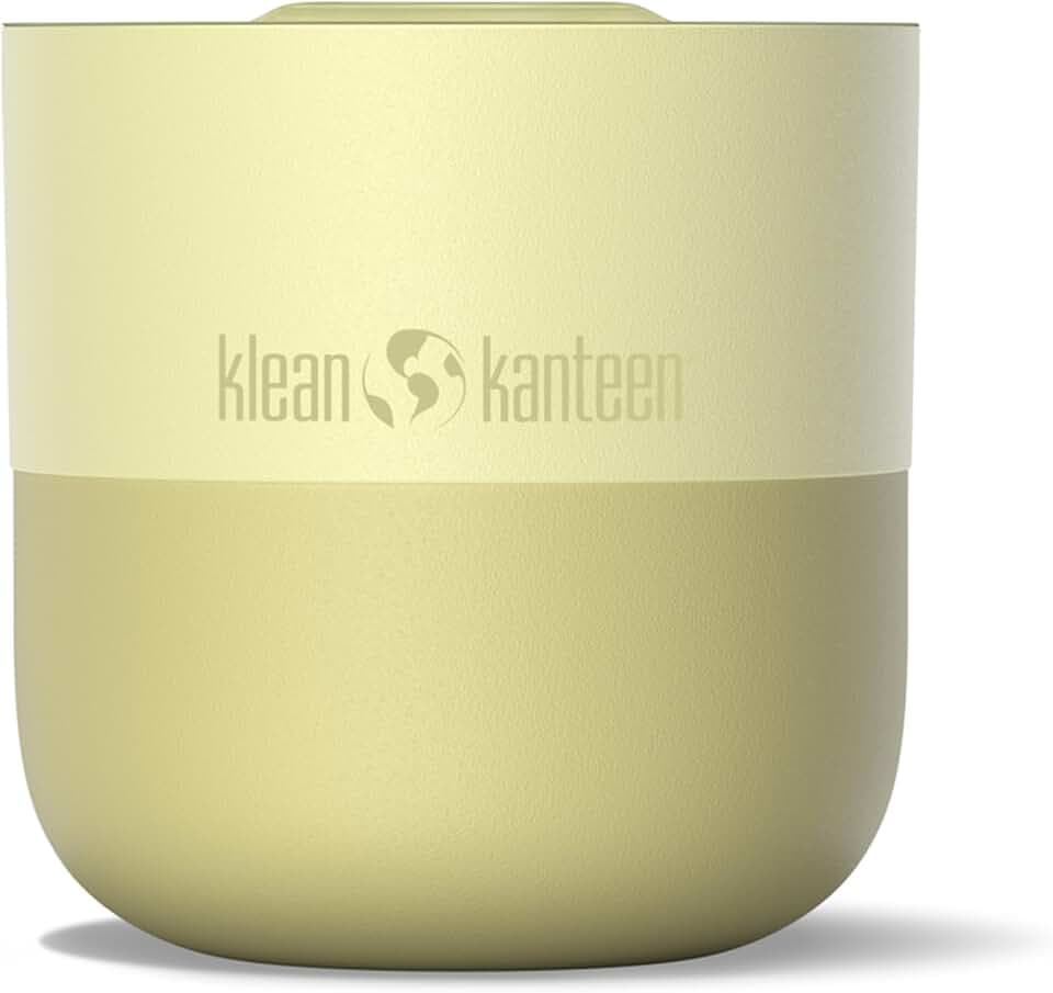Klean Kanteen 8 oz Rise Lowball Tumbler - Insulated, Stainless Steel Tumbler - Splash-Proof Slide Lid - Climate Lock Vacuum Insulated - BPA-Free Stainless Steel - Dishwasher Safe - Wax Yellow