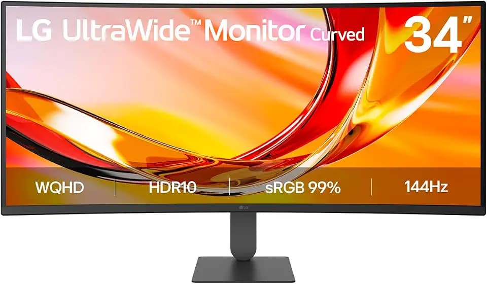 LG UltraWide™ 34U640B-B 34 Zoll 21:9 Curved UWQHD VA Monitor, 144Hz, HDR10, AMD FreeSync Premium, 1x USB-C (65W), 2X HDMI 2.0, 1x DisplayPort 1.4, Schwarz