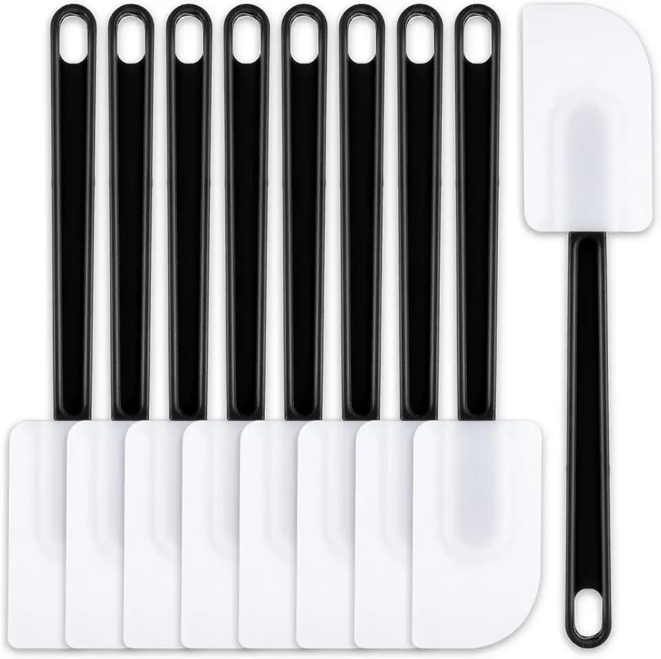 Dandat 9 Pcs Silicone Rubber Spatula, Black and White, 10 Inch