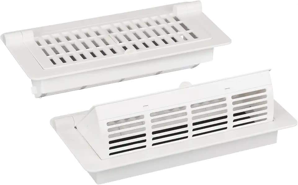 2-in-1 Vent Deflector & Floor Vent Covers, Floor Register 4x10, 2 Pack Adjustable Heat Air Vent Deflectors, Vent Covers for Home Floor, Office, Ceiling, Tool-Free Installation (White)