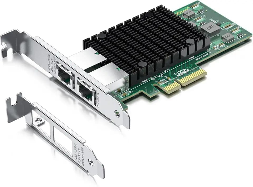 10Gtek 10Gb PCI-E NIC Network Card, Dual Copper RJ45 Port, with Intel X550-AT2 Controller, PCI Express Ethernet LAN Adapter Support Windows Server/Linux/ESX, Compare to Intel X550-T2