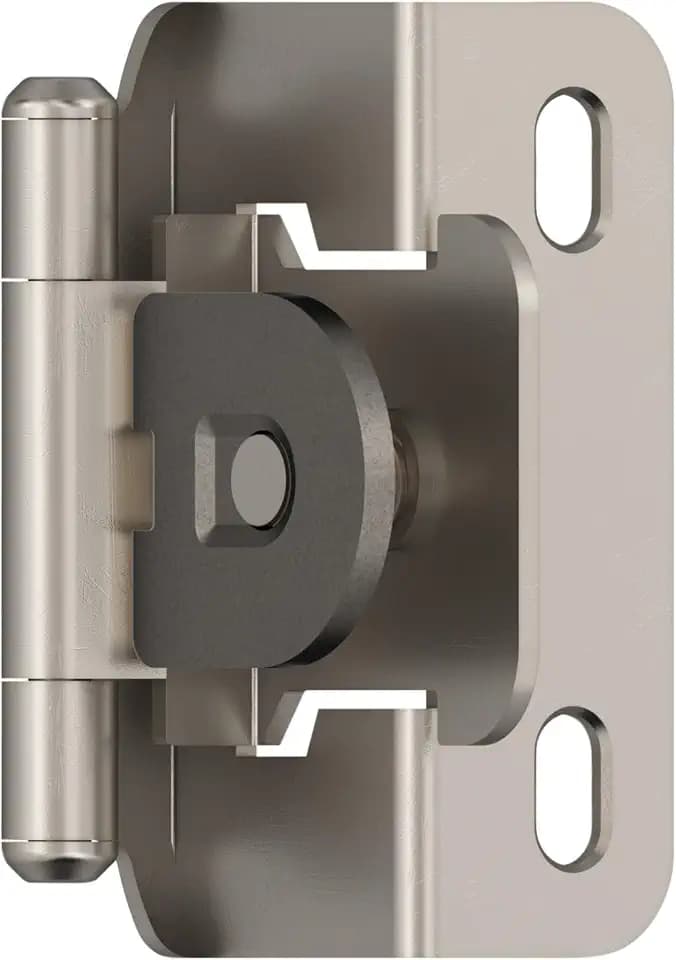 Amerock 1 Pair Demountable 1/2" Overlay Satin Nickel Cabinet Hinge