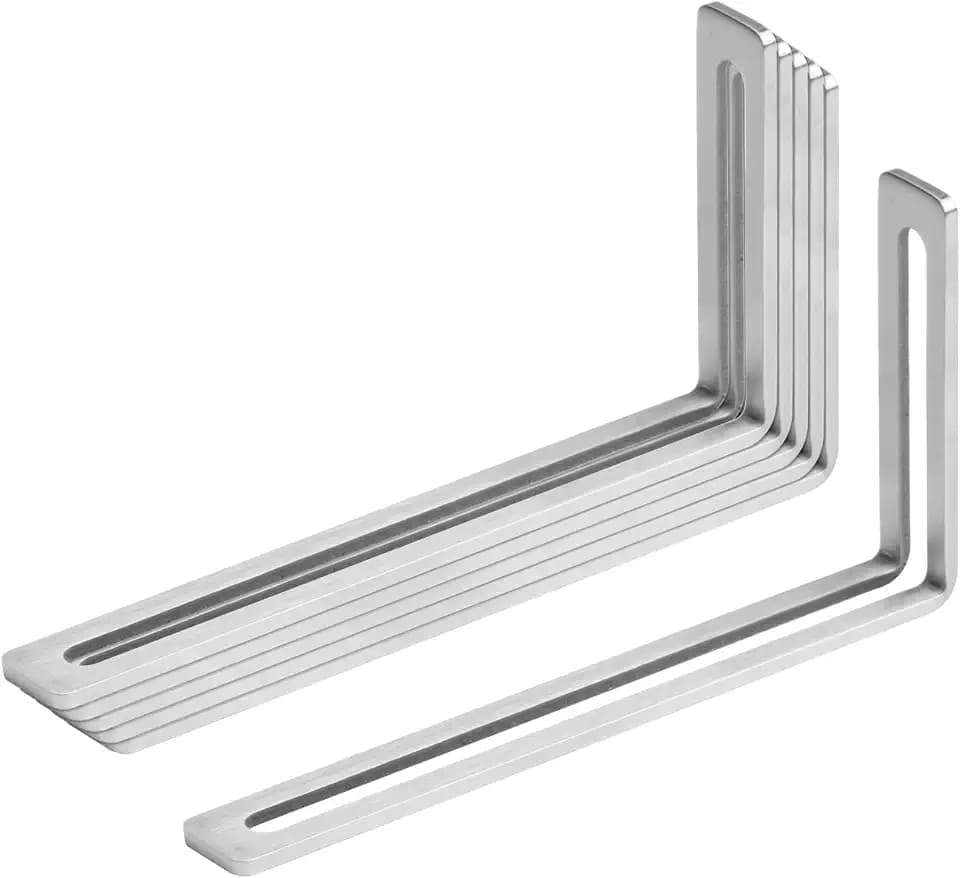 6 Pack 8" x 1" x 4" Adjustable Slotted L Angle Brackets, Stainless Steel