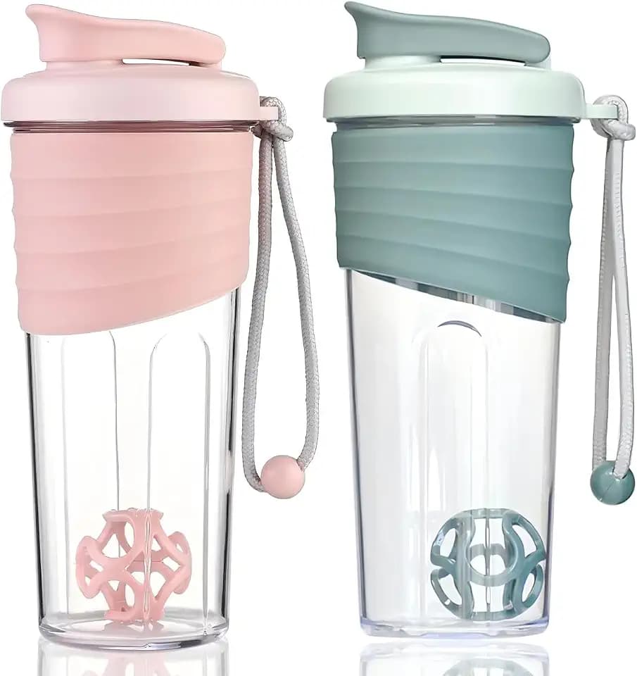 Shaker Bottle for Protein Mixes,24 oz (2 Pack),Protein Shaker Bottles with Whisk Ball, Mixer Bottle, Protein Bottle,Portable Pre Workout Whey Protein Drink Shaker Cup,Pink,Teal