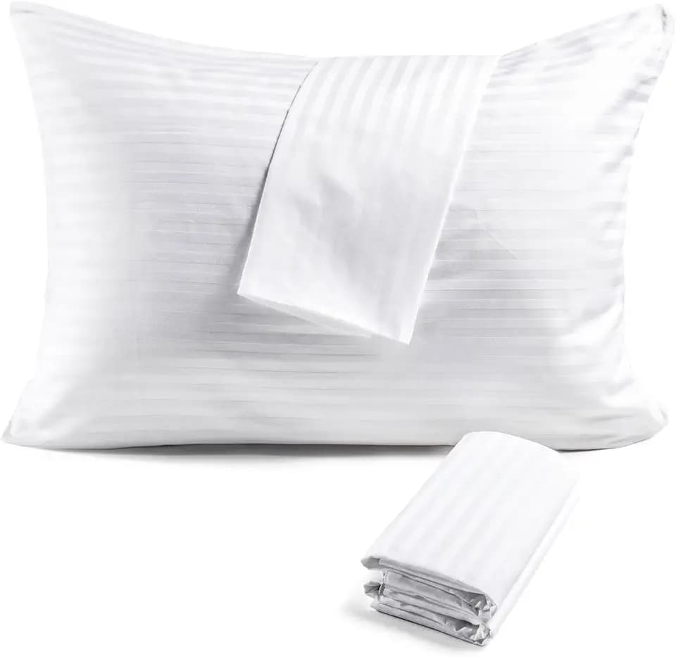 FAUNNA 600TC 100% Cotton Pillow Protectors, Standard Size (20x26), 4 Pack