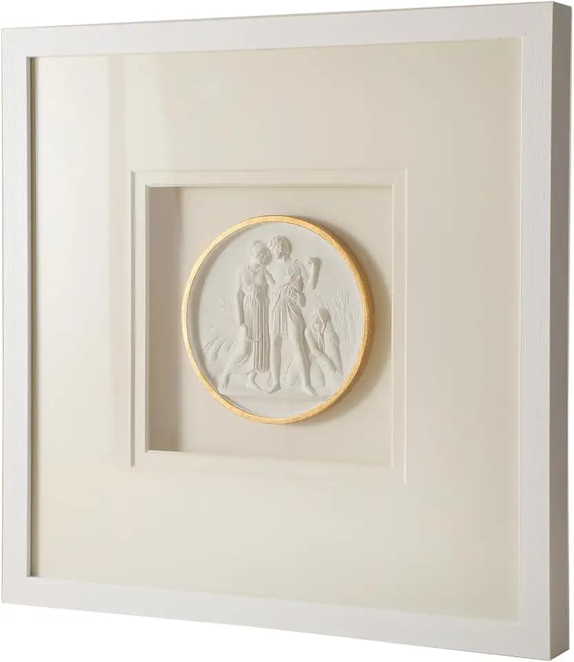 Sculpture Wall Art,French Vintage Decor with Framed,Aesthetic Gold Paintings for Home Living Room Bedroom Office and House Gallery(15.8x15.8in)