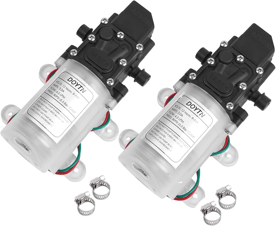 12V Diaphragm Water Pump, 1.2 GPM 80 PSI Sprayer Pump 2-Pack