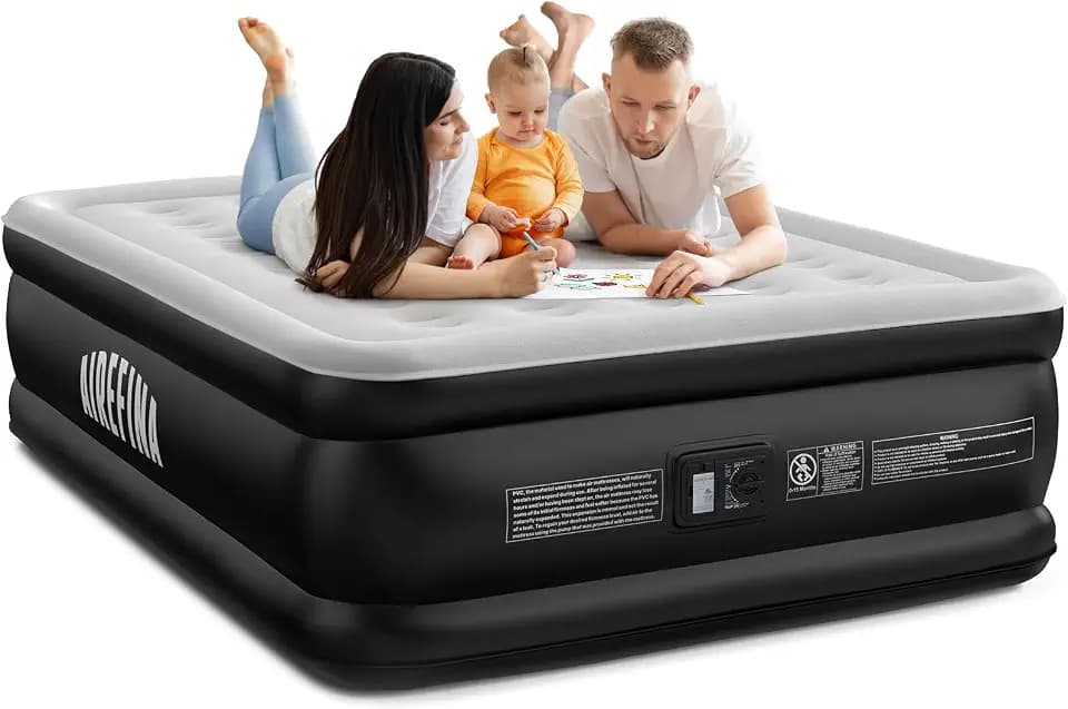 Airefina Air Mattress Queen with Built in Pump, 18'' Inflatable Blow Up Bed