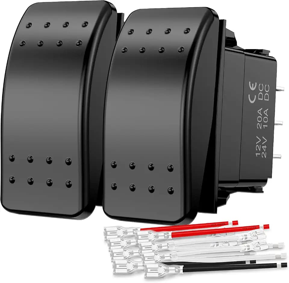 Nilight 2 Pack Momentary Rocker Switches 6 Pin Waterproof (ON)-Off-(ON)