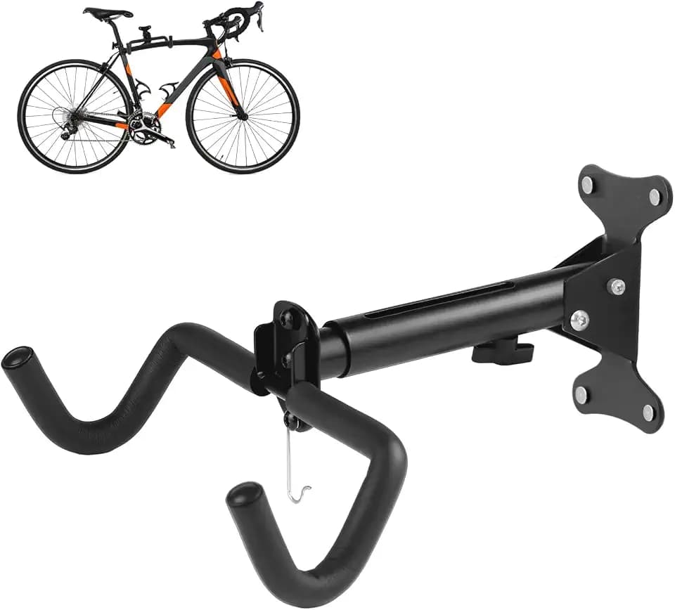 Cyfie Bike Wall Mount Hanger, Bicycle Garage Storage Rack Hook with a Helmet Hook to Hang the Helmet, Horizontal Indoor Bike Holder for Hanging Mountain, Road, Hybrid Bikes