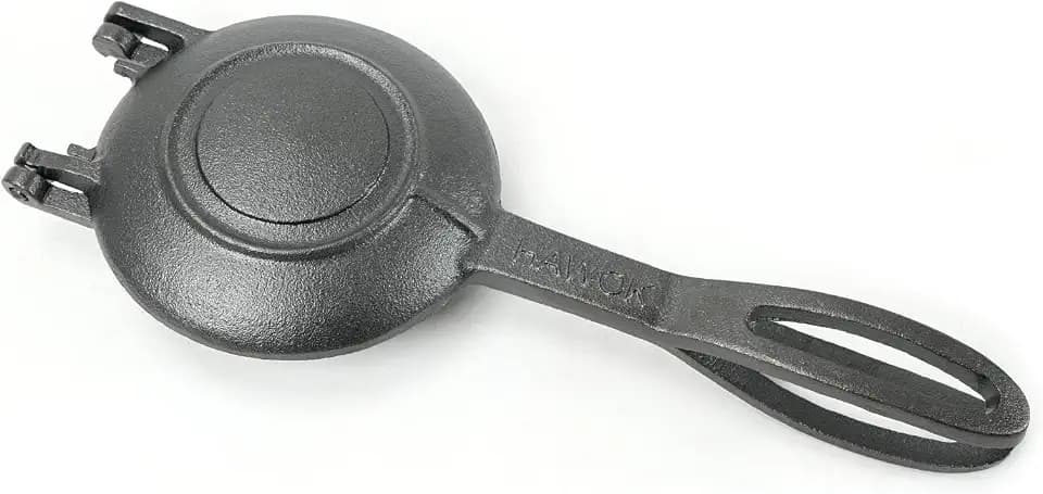 HAWOK Compact Cast Iron Grilled Sandwich Maker, Round Pie Iron Black