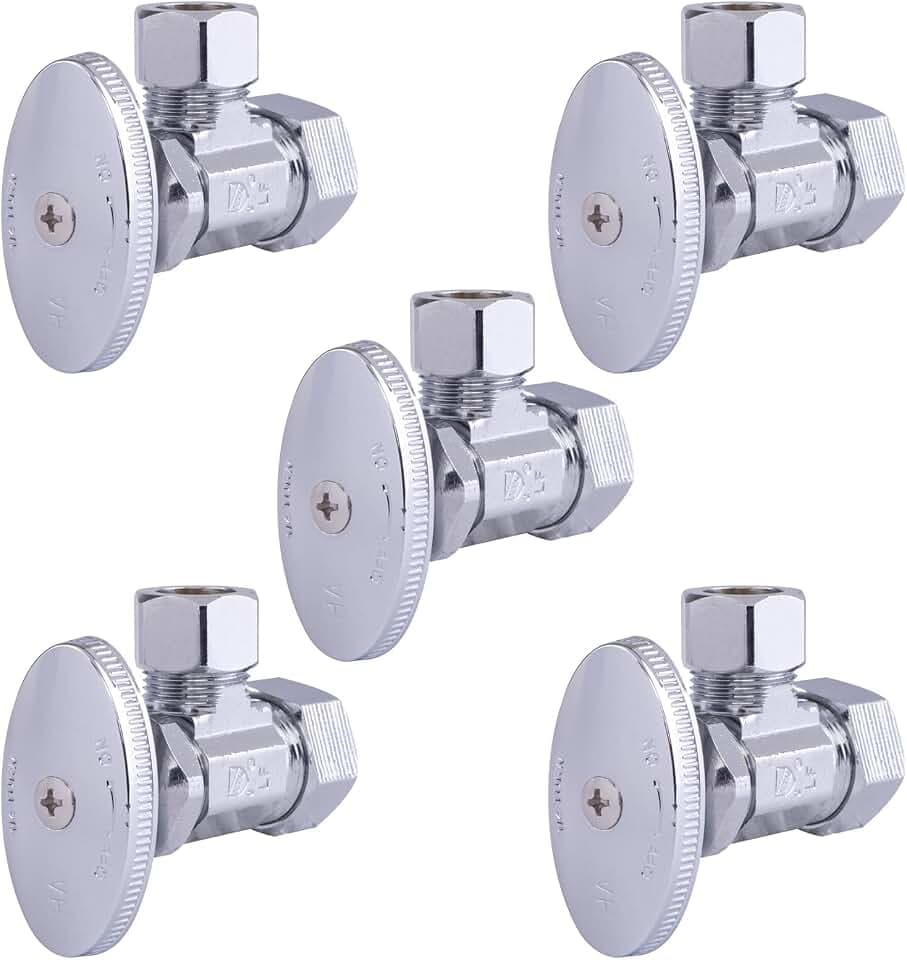 Hausen 1/2 in. Nominal Compression Inlet x 1/2 in. O.D. Compression Outlet Multi-Turn Angle Valve, 5-Pack