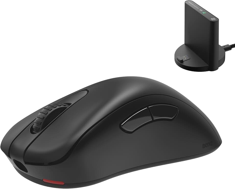 BenQ Zowie EC1-DW Kabellose 4K-Maus für E-Sport, Sportwissenschaft, optimierter 4K-Empfänger, 63 g, asymmetrisch, treiberlos, 3950 Sensor, 4K-Abrufrate