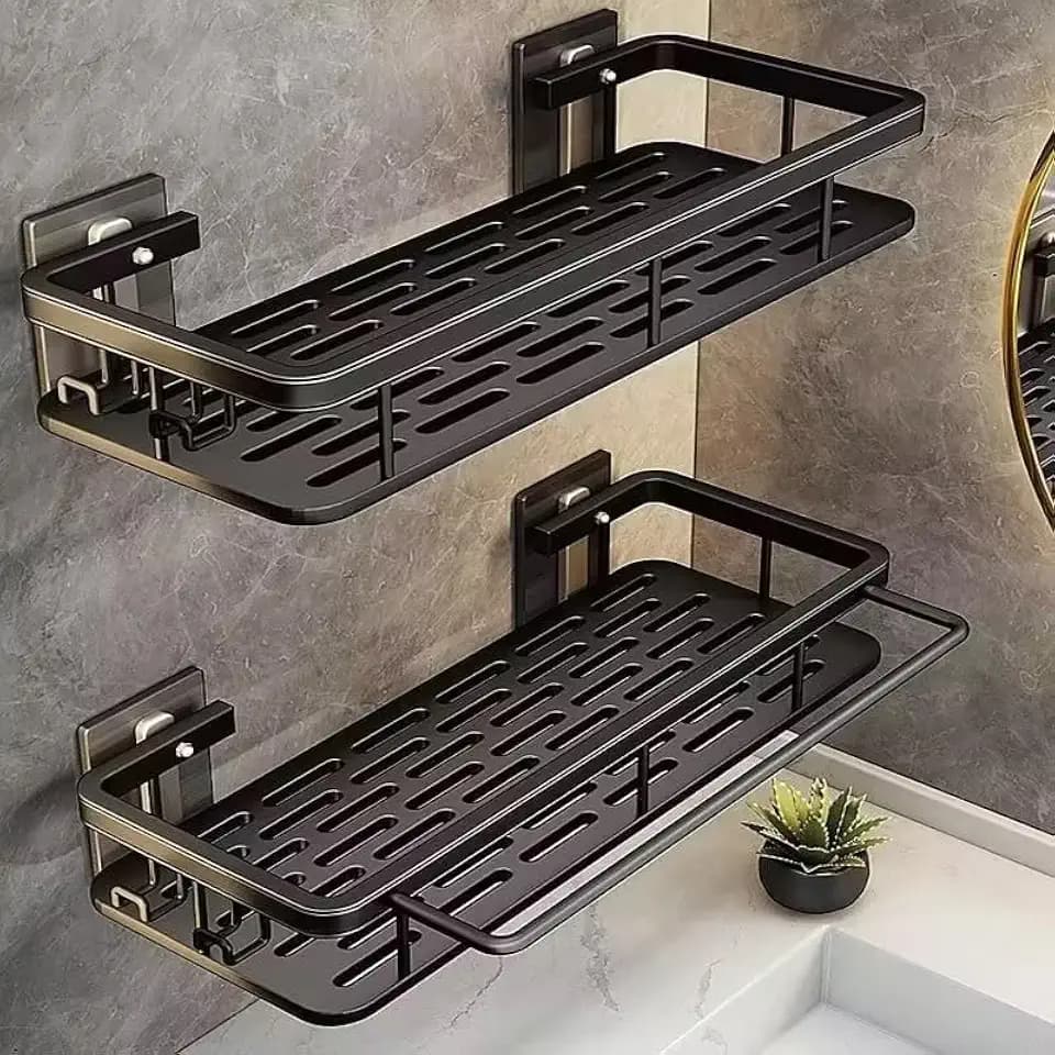 EVALAND Self Adhesive Shower Caddy Organizer 2-Pack No-Drill Storage