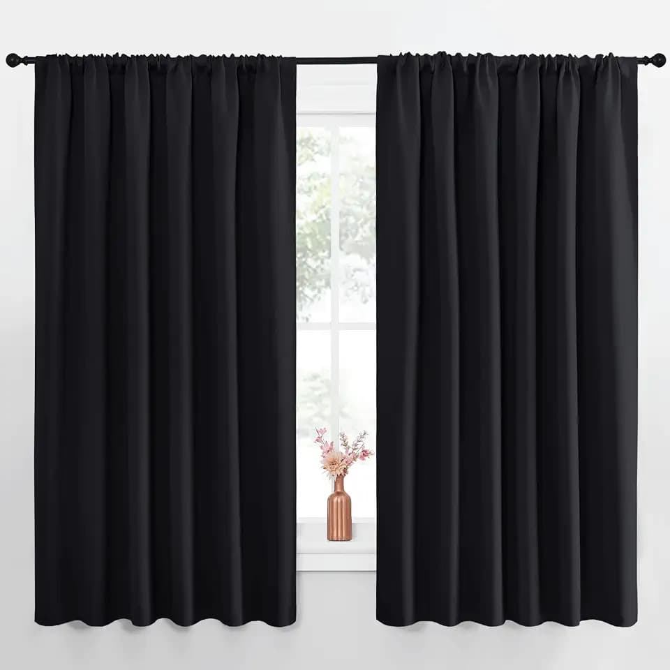 NICETOWN Black Blackout Curtains for Bedroom 70" Wide x 63" Long 2 Panels