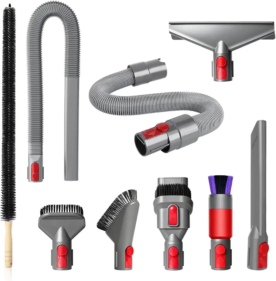 LANMU 9 Pack Vacuum Attachments Compatible with Dyson V15 V12 V11 V10 V8 V7 Gen5 Outsize Cordless Vacuum Cleaner, Dryer Vent Vacuum Hose Attachment Lint Vac Accessories Dust Brush Cleaning Kit