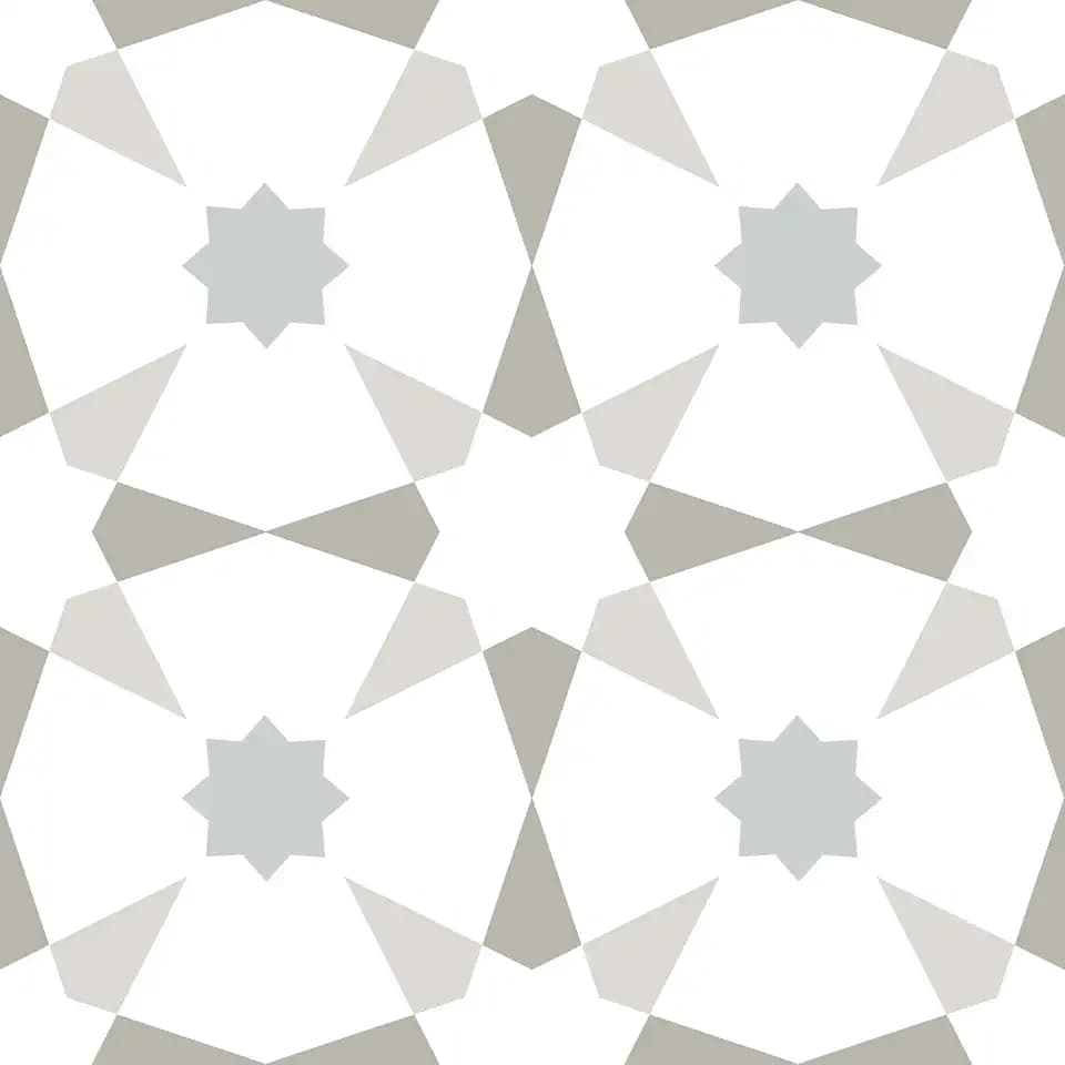 FloorPops Stellar Peel and Stick Floor Tiles, White and Grey, Geometric Vinyl Floor Tiles, Water Resistant, 12 in x 12 in, Pack of 10
