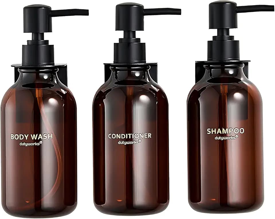 Shampoo and Conditioner Dispenser Set of 3, Amber