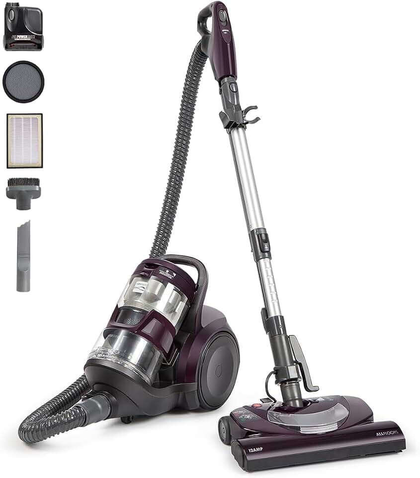 Kenmore 22614 Pet Friendly Lightweight Bagless Compact Canister Vacuum with Pet Powermate, HEPA, Extended Telescoping Wand, Retractable Cord and 2 Cleaning Tools-Purple