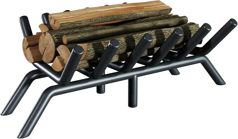 17-Inch Fireplace Grate, Heavy Duty 6-Bar Log Rack Holder