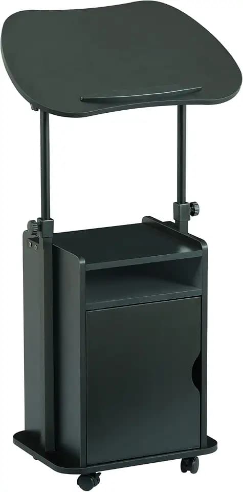 Techni Mobili Adjustable Laptop Cart w/Storage, Rolling Mobile Desk, Black
