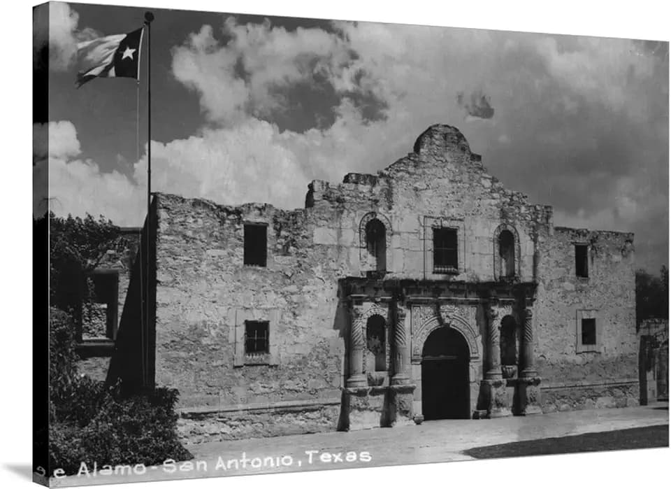 ART.COM Stretched Canvas Print San Antonio, Texas - The Alamo by Lantern Press, 36" x 24"