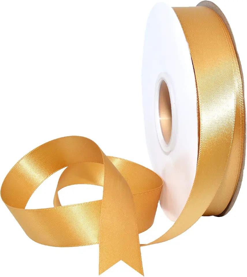 Morex Ribbon Double Face Satin Ribbon 7/8" X 50 YD Old Gold Ribbon for Gift Wrapping, Birthday Gift Cards, Satin Dress for Women, Silk Ribbons for Crafts, Wedding Gifts for Couple