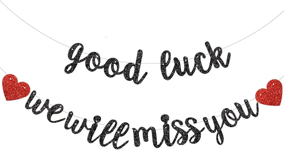 BEISHIDA Glitter Black Good Luck We Will Miss You Banner Party Decor No DIY