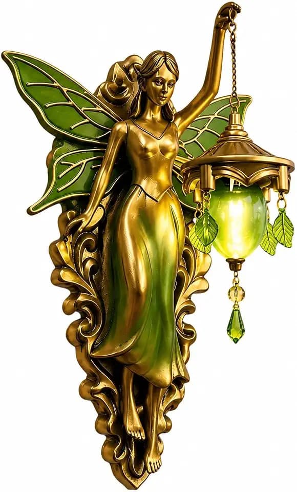 Enchanted Fairy Wall Sconce – Vintage Style Wall Sconce with Frosted Crystal, Coin Cell Battery Operated Fantasy-Themed Lamp for Bedroom Living Room, 8 Inch